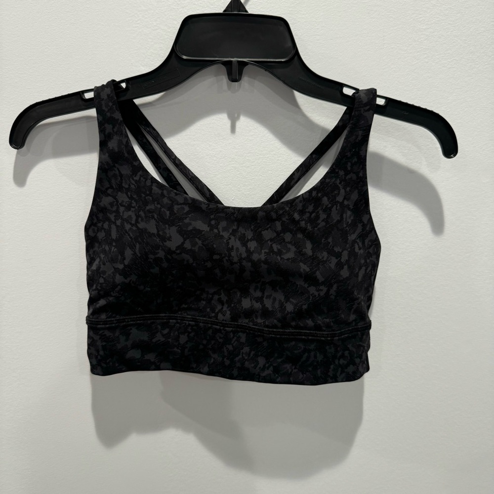 lululemon Energy Bra Long Line Wild Thing Camo Deep Coal Multi Size 6